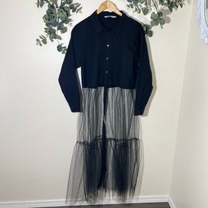 Zara Long sleeve mesh tulle dress